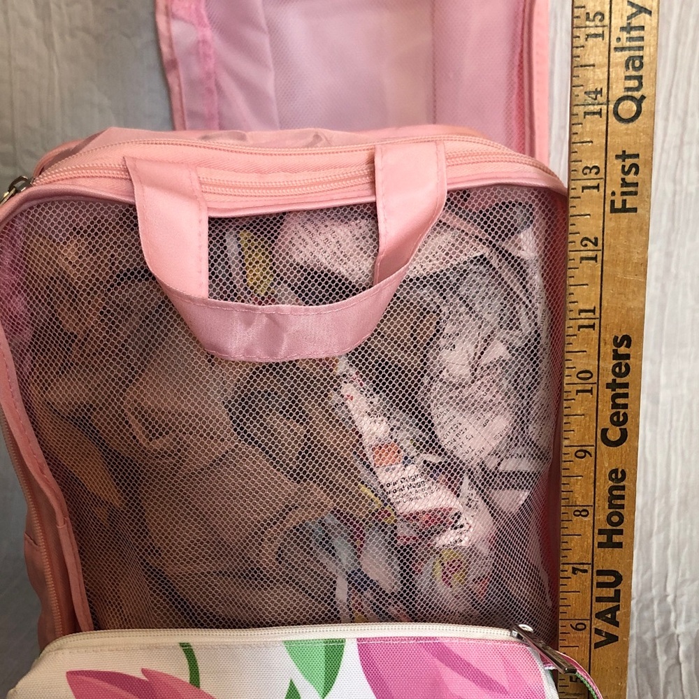 PERIEA set of 2 pink ditty bags laundry travel bags & CLINIQUE cosmetic bag NWOT - Picture 13 of 14